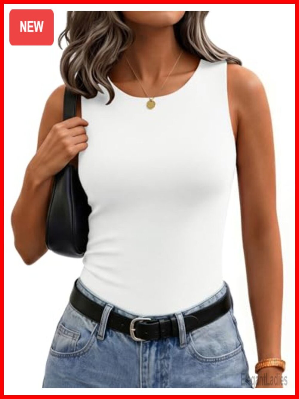 Zeagoo Double Lined Crew Neck Tank Top Sleeveless Summer Basic Workout Top
